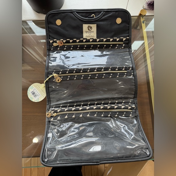 Vintage Spartina 449 Black and White Toiletry Bag with Geometric Design - Picture 2 of 7